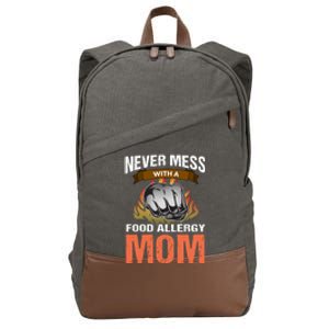 Food Allergy Mom Funny Slogan Never Mess Great Gift Cotton Canvas Backpack