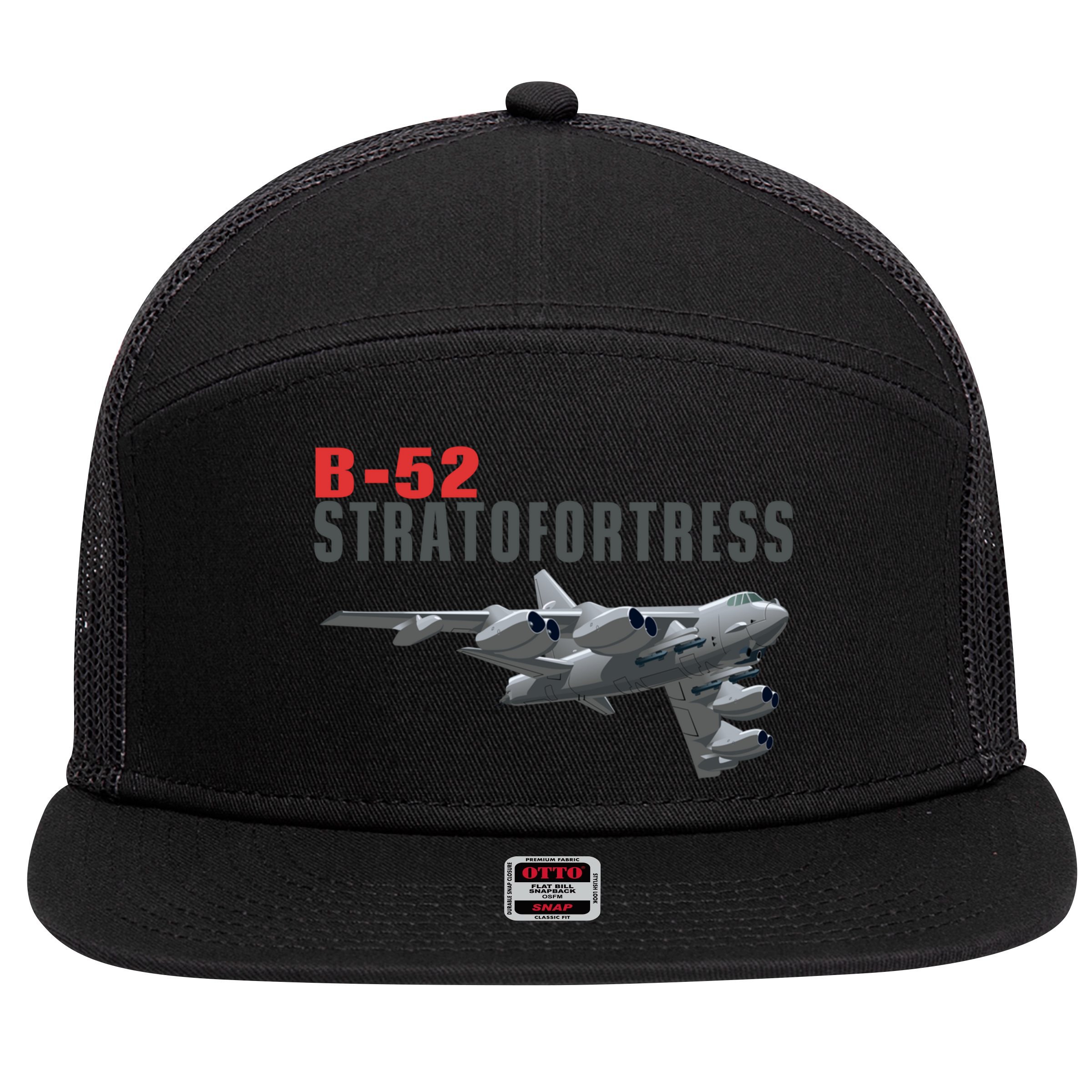 Fun American Military Aviation B52 Stratofortress Bomber Meaningful Gift 7 Panel Mesh Trucker Snapback Hat