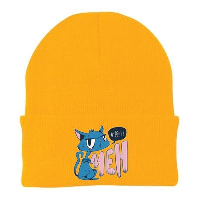 Funny Angry Meh Cat Comic Knit Cap Winter Beanie