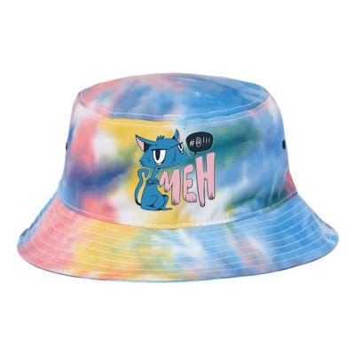 Funny Angry Meh Cat Comic Tie Dye Newport Bucket Hat