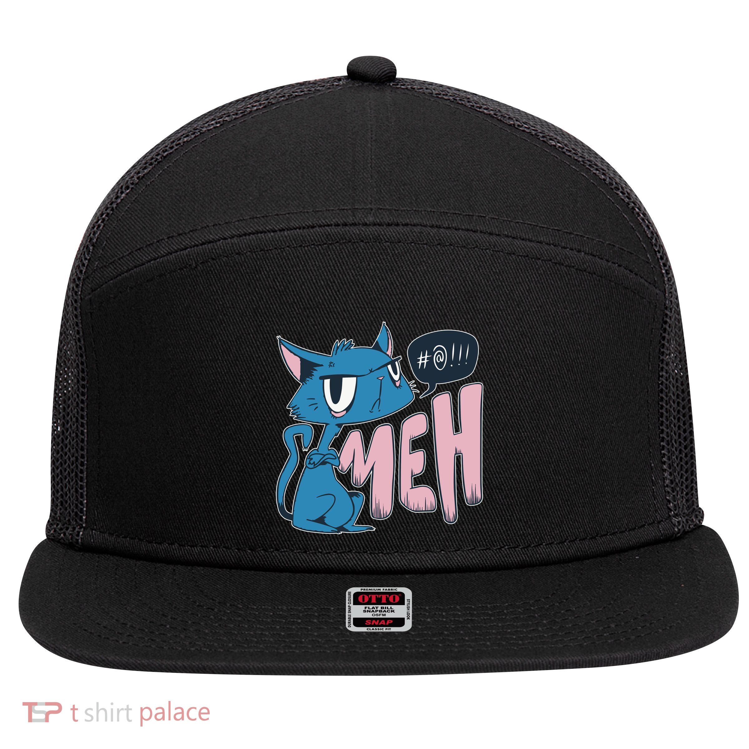 Funny Angry Meh Cat Comic 7 Panel Mesh Trucker Snapback Hat