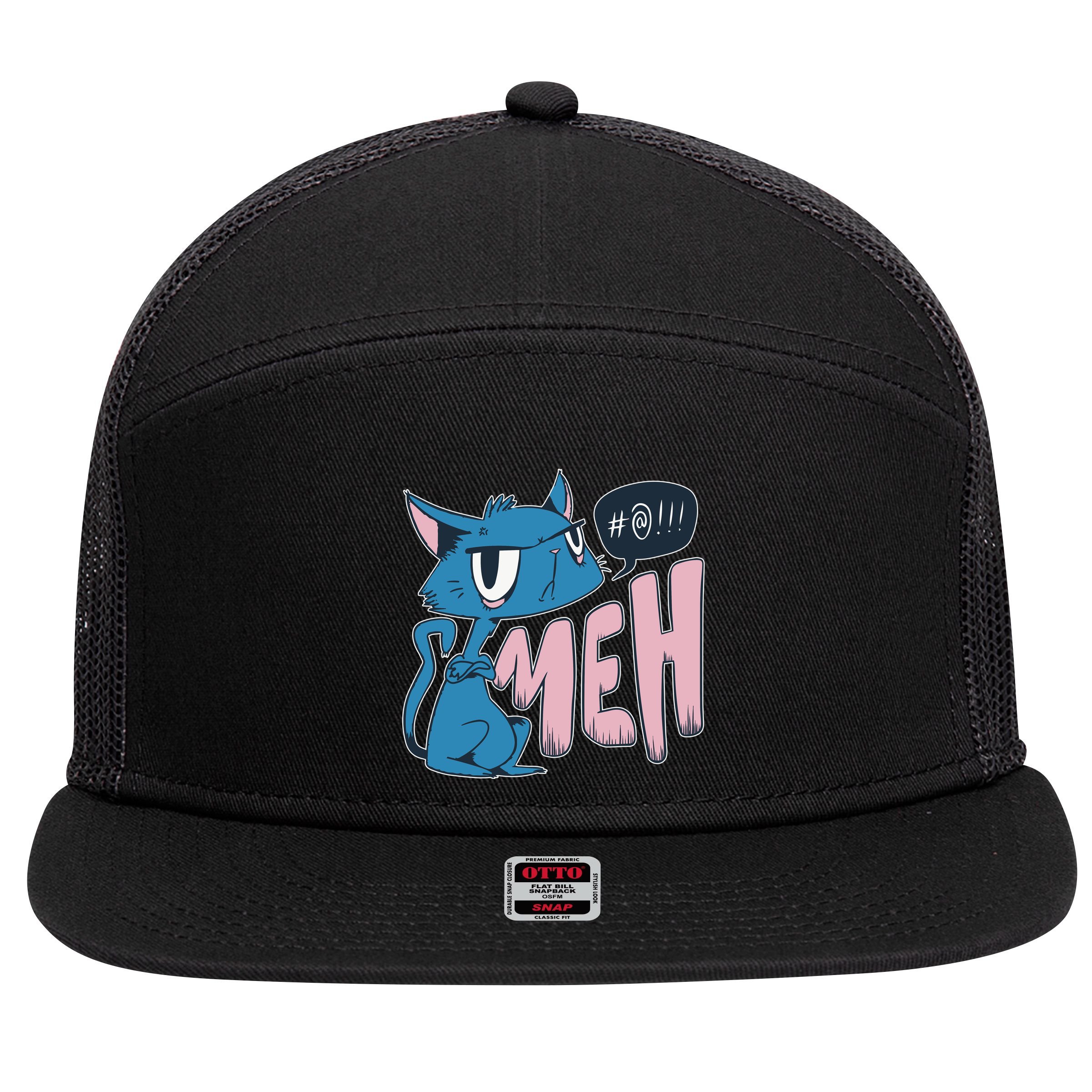 Funny Angry Meh Cat Comic 7 Panel Mesh Trucker Snapback Hat