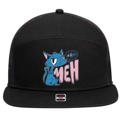 Funny Angry Meh Cat Comic 7 Panel Mesh Trucker Snapback Hat