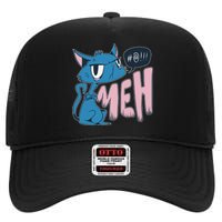 Funny Angry Meh Cat Comic High Crown Mesh Back Trucker Hat