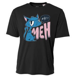 Funny Angry Meh Cat Comic Cooling Performance Crew T-Shirt