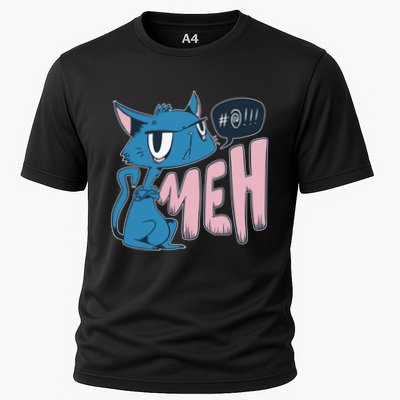 Funny Angry Meh Cat Comic Cooling Performance Crew T-Shirt