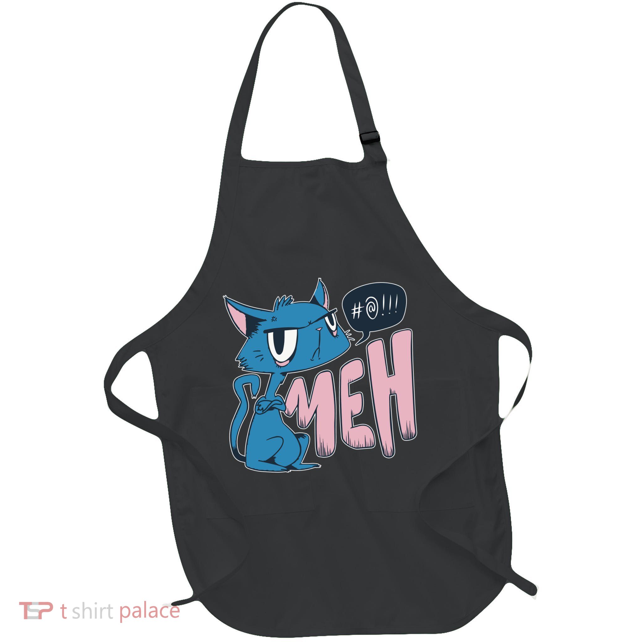 Funny Angry Meh Cat Comic Apron