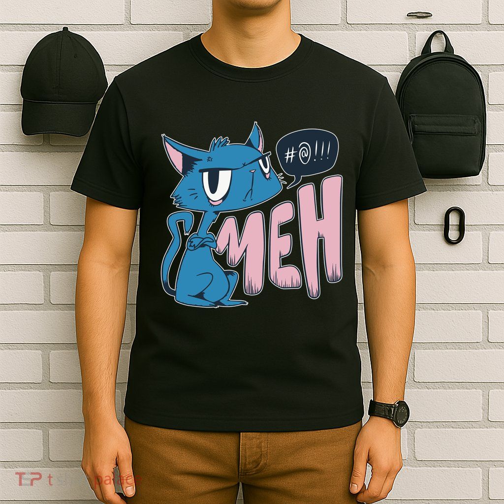Funny Angry Meh Cat Comic T-Shirt