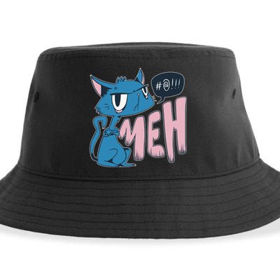 Funny Angry Meh Cat Comic Sustainable Bucket Hat