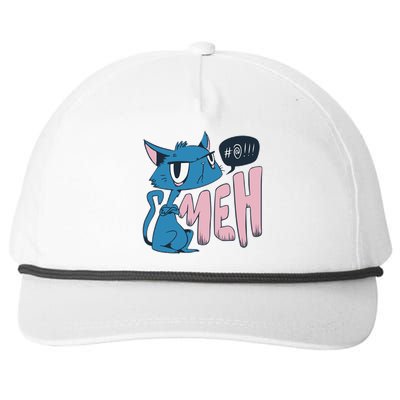 Funny Angry Meh Cat Comic Snapback Five-Panel Rope Hat