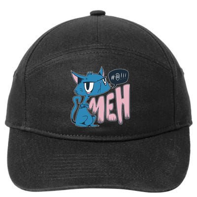 Funny Angry Meh Cat Comic 7-Panel Snapback Hat