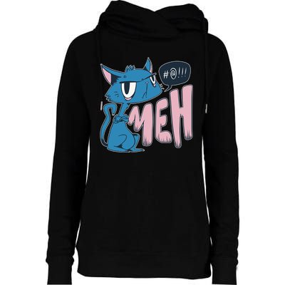 Funny Angry Meh Cat Comic Womens Funnel Neck Pullover Hood