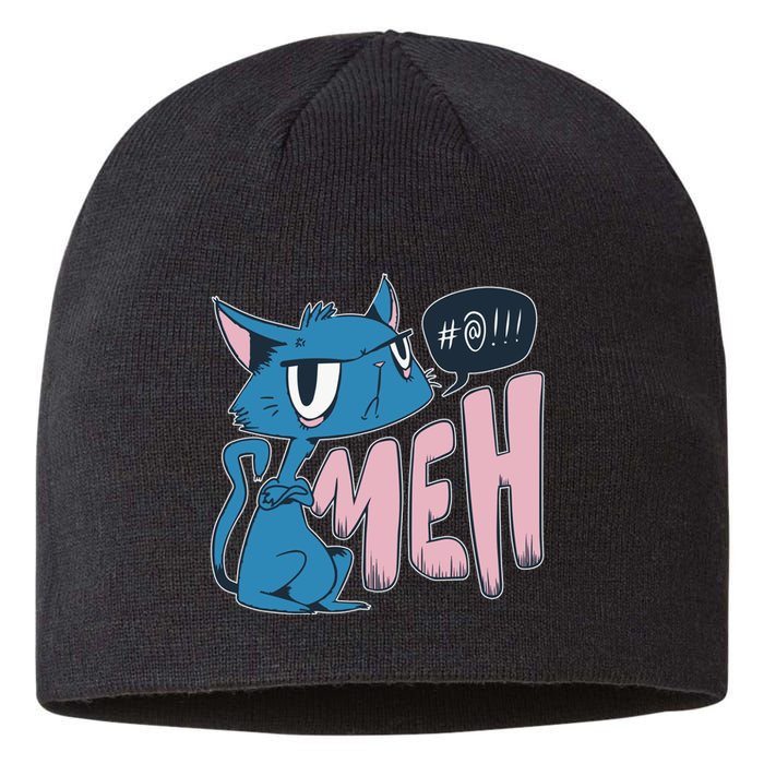 Funny Angry Meh Cat Comic Sustainable Beanie