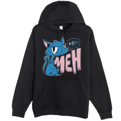 Funny Angry Meh Cat Comic Premium Pullover Hoodie