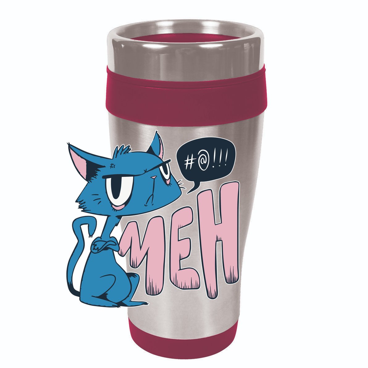 Funny Angry Meh Cat Comic 12oz Stainless Steel Coffee Mug