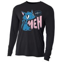 Funny Angry Meh Cat Comic Cooling Performance Long Sleeve Crew