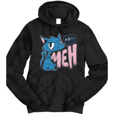 Funny Angry Meh Cat Comic Tie Dye Hoodie