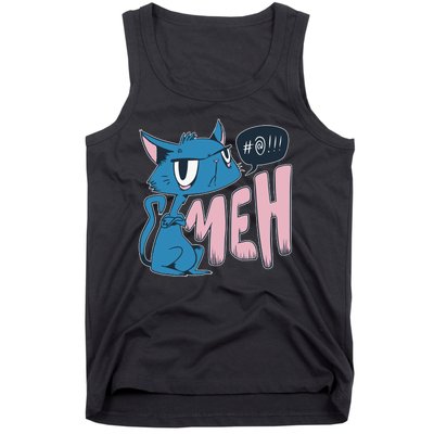 Funny Angry Meh Cat Comic Tank Top