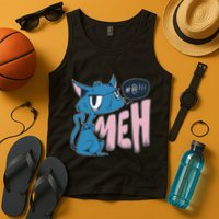 Funny Angry Meh Cat Comic Tank Top