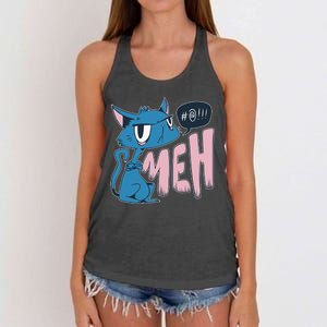 Funny Angry Meh Cat Comic Women's Knotted Racerback Tank