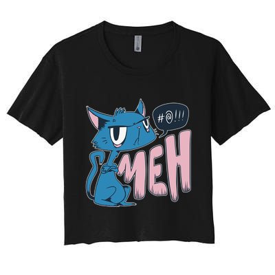 Funny Angry Meh Cat Comic Crop Top