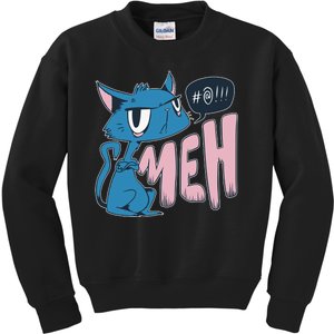 Funny Angry Meh Cat Comic Kids Sweatshirt