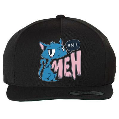 Funny Angry Meh Cat Comic Wool Snapback Cap