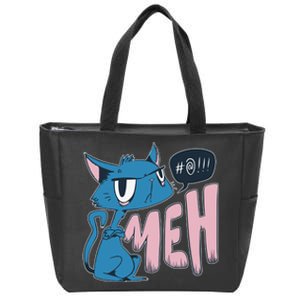 Funny Angry Meh Cat Comic Zip Tote Bag