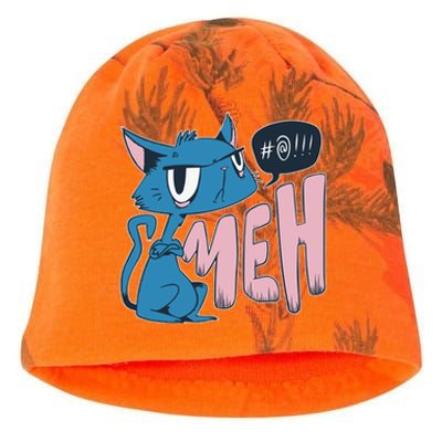 Funny Angry Meh Cat Comic Kati - Camo Knit Beanie