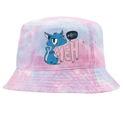 Funny Angry Meh Cat Comic Tie-Dyed Bucket Hat