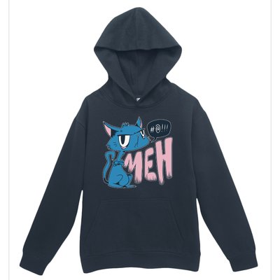 Funny Angry Meh Cat Comic Urban Pullover Hoodie