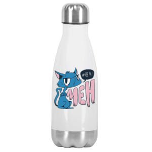 Funny Angry Meh Cat Comic Stainless Steel Insulated Water Bottle