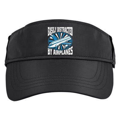 Funny Aircraft Mechanic Easily Distracted By Airplanes Gift Adult Drive Performance Visor