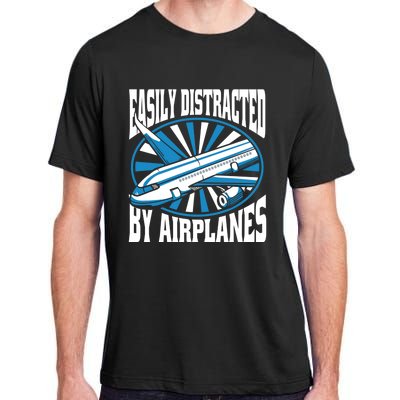 Funny Aircraft Mechanic Easily Distracted By Airplanes Gift Adult ChromaSoft Performance T-Shirt