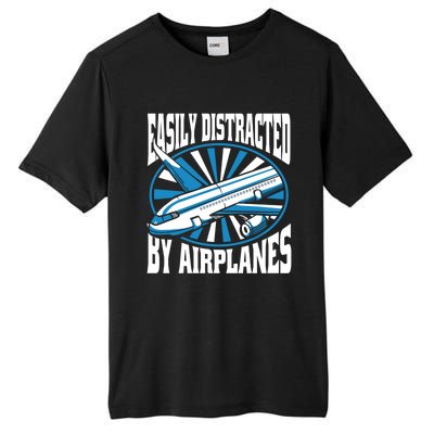 Funny Aircraft Mechanic Easily Distracted By Airplanes Gift Tall Fusion ChromaSoft Performance T-Shirt