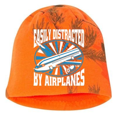 Funny Aircraft Mechanic Easily Distracted By Airplanes Gift Kati - Camo Knit Beanie