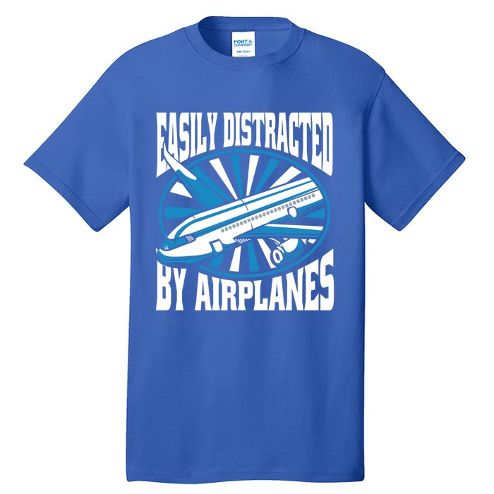 Funny Aircraft Mechanic Easily Distracted By Airplanes Gift Tall T-Shirt