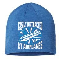 Funny Aircraft Mechanic Easily Distracted By Airplanes Gift Sustainable Beanie