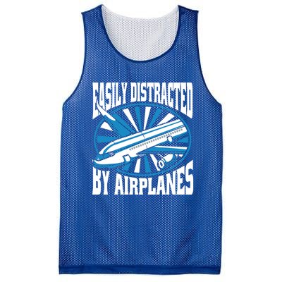 Funny Aircraft Mechanic Easily Distracted By Airplanes Gift Mesh Reversible Basketball Jersey Tank