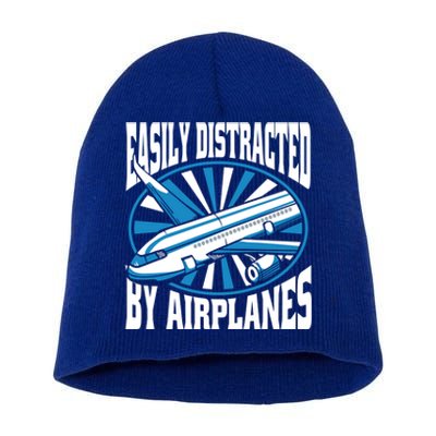 Funny Aircraft Mechanic Easily Distracted By Airplanes Gift Short Acrylic Beanie