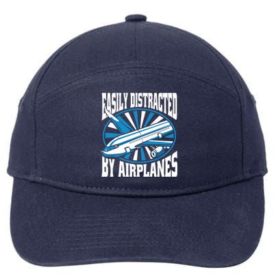 Funny Aircraft Mechanic Easily Distracted By Airplanes Gift 7-Panel Snapback Hat