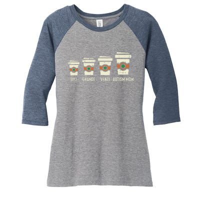 Funny Autism Mom Coffee Awareness Mothers Day Women's Tri-Blend 3/4-Sleeve Raglan Shirt