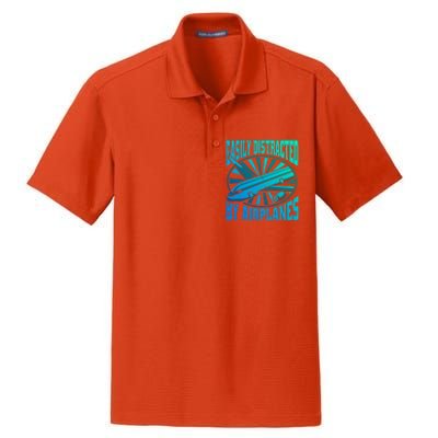 Funny Aircraft Mechanic Easily Distracted By Airplanes Gift Dry Zone Grid Polo