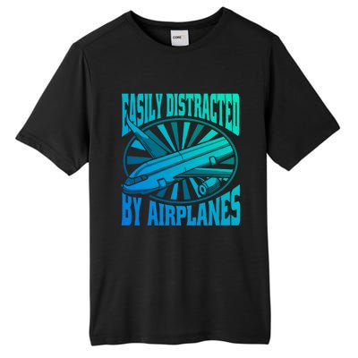 Funny Aircraft Mechanic Easily Distracted By Airplanes Gift Tall Fusion ChromaSoft Performance T-Shirt