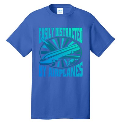 Funny Aircraft Mechanic Easily Distracted By Airplanes Gift Tall T-Shirt