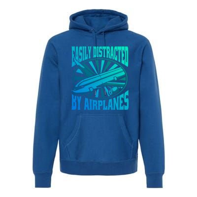 Funny Aircraft Mechanic Easily Distracted By Airplanes Gift Premium Hoodie