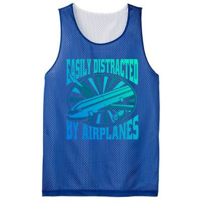 Funny Aircraft Mechanic Easily Distracted By Airplanes Gift Mesh Reversible Basketball Jersey Tank