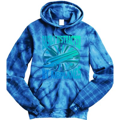 Funny Aircraft Mechanic Easily Distracted By Airplanes Gift Tie Dye Hoodie