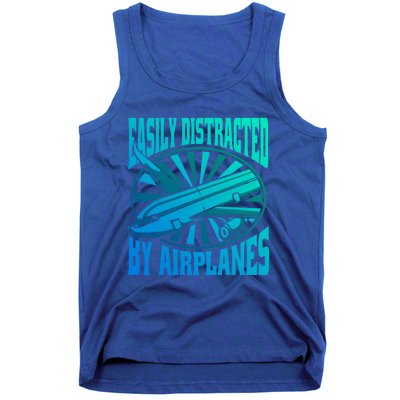 Funny Aircraft Mechanic Easily Distracted By Airplanes Gift Tank Top