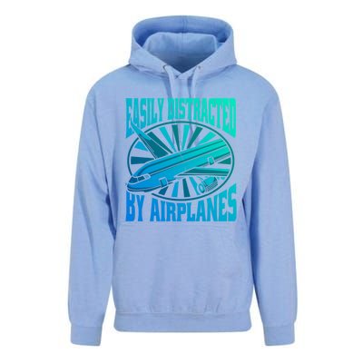 Funny Aircraft Mechanic Easily Distracted By Airplanes Gift Unisex Surf Hoodie